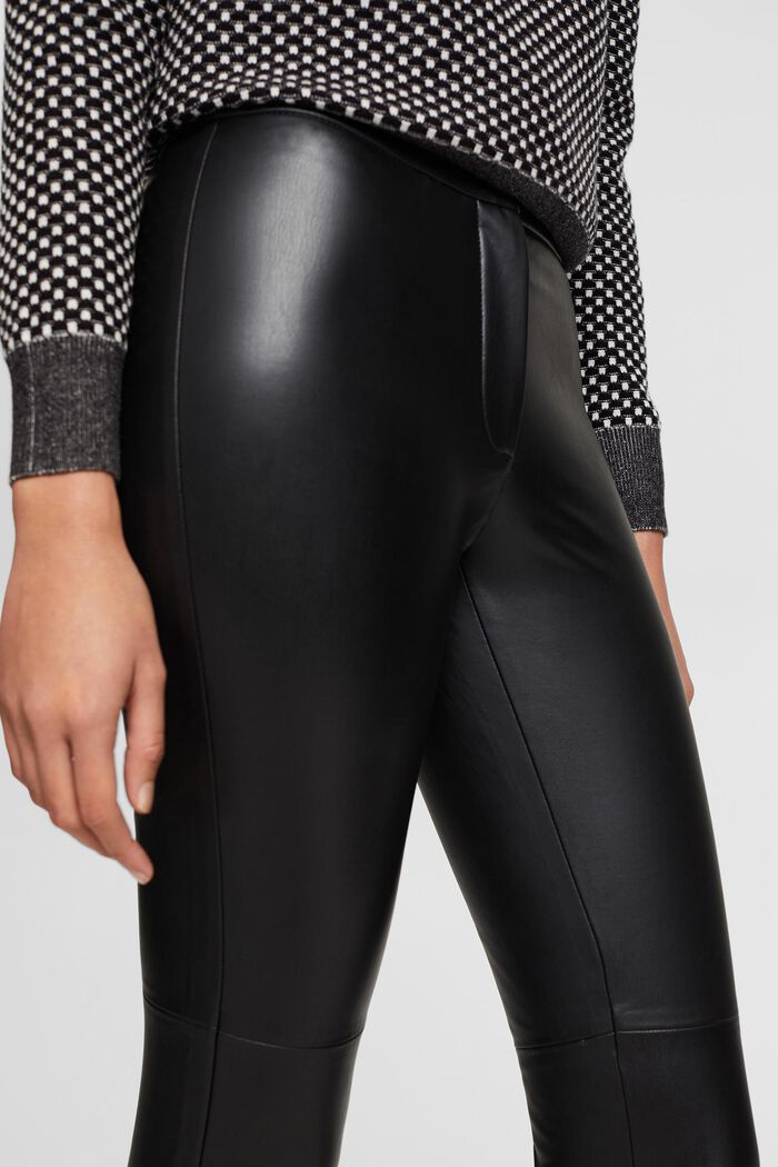 Bukser i kunstlæder med mellemhøj talje, BLACK, detail image number 2