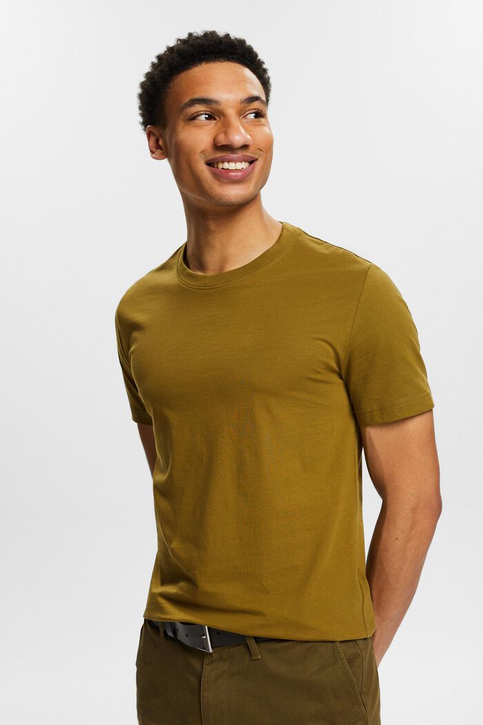 Jersey-T-shirt i økologisk bomuld, OLIVE, detail image number 0