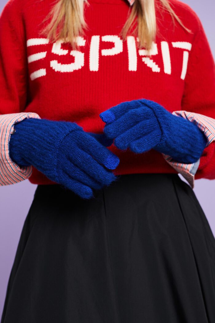2-i-1 strikkede handsker, BRIGHT BLUE, detail image number 1