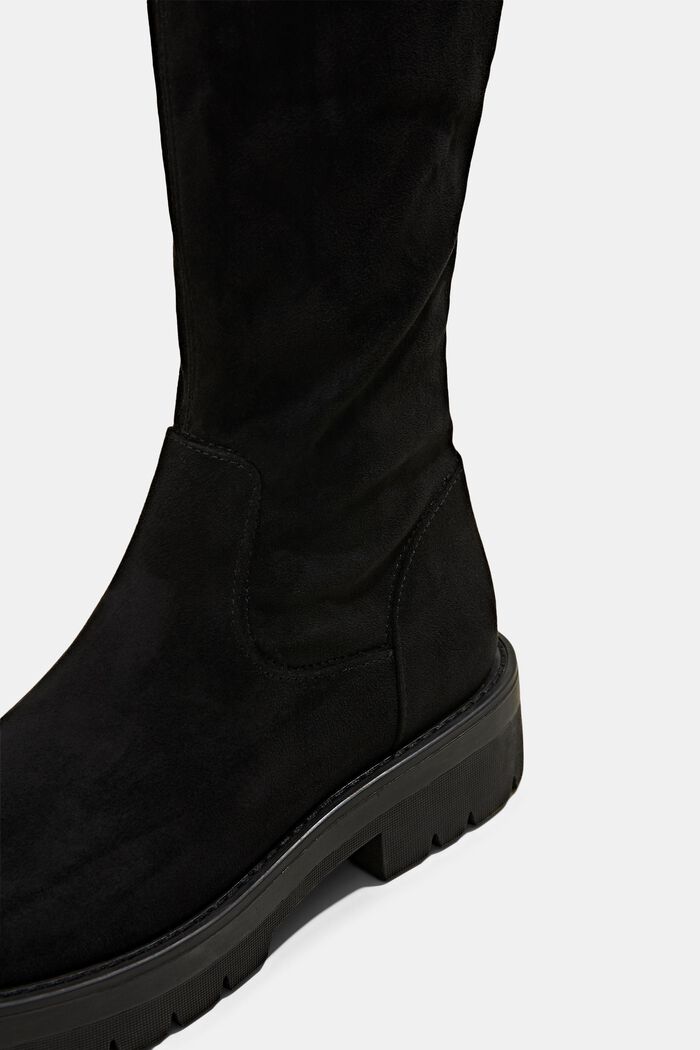 Knæhøje støvler i ruskindslook, BLACK, detail image number 3