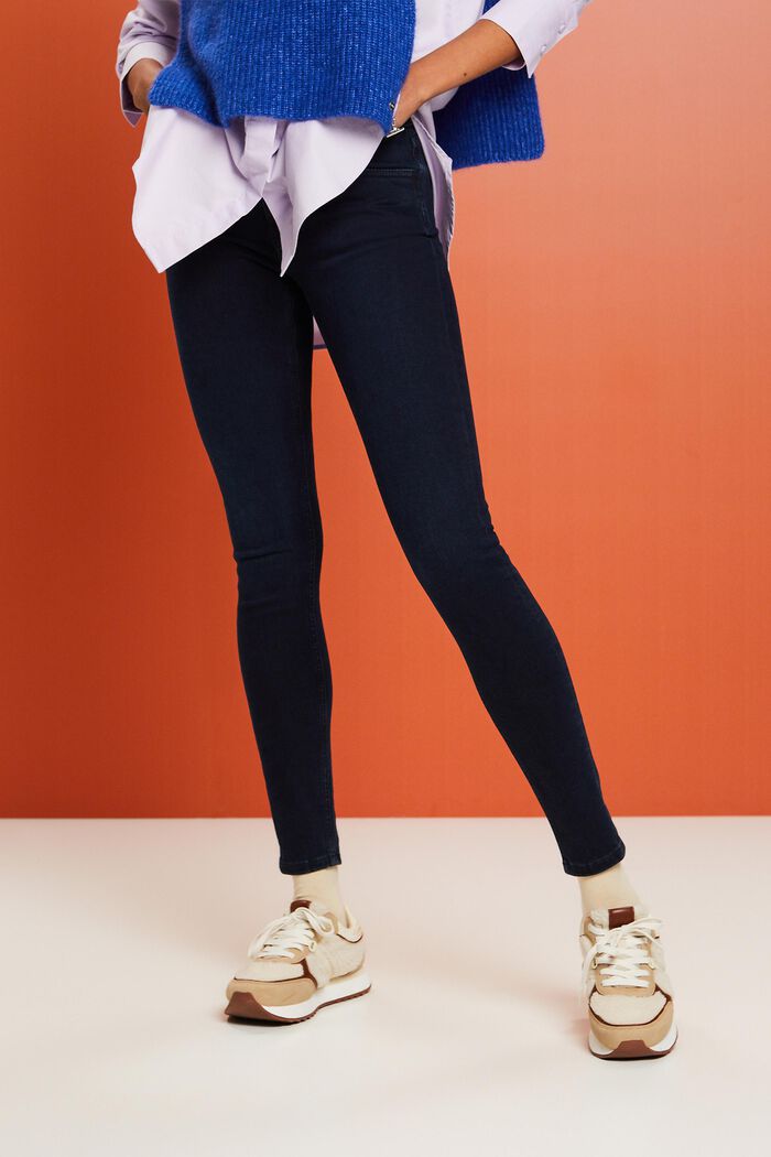 Skinny jeans med mellemhøj talje, BLUE BLACK, detail image number 0