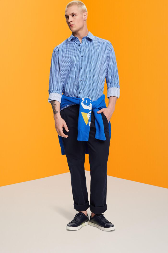 Skjorte i slim fit med allover-mønster, BLUE, detail image number 1