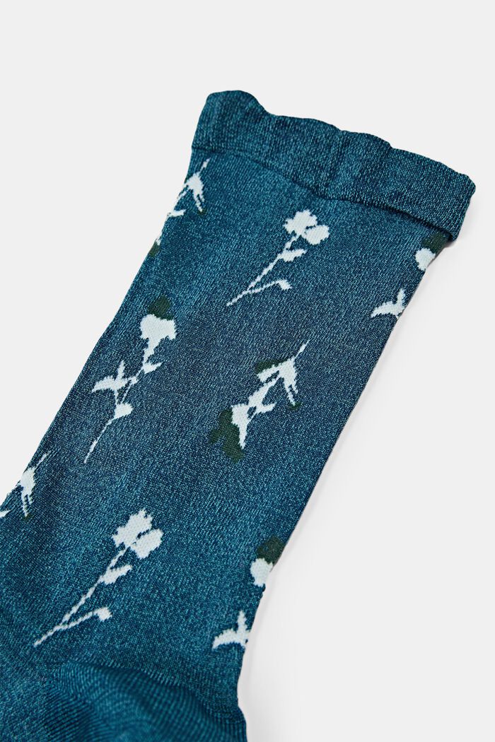 Blomstrede sokker med fluffy kant, VENICE NIGHT, detail image number 1