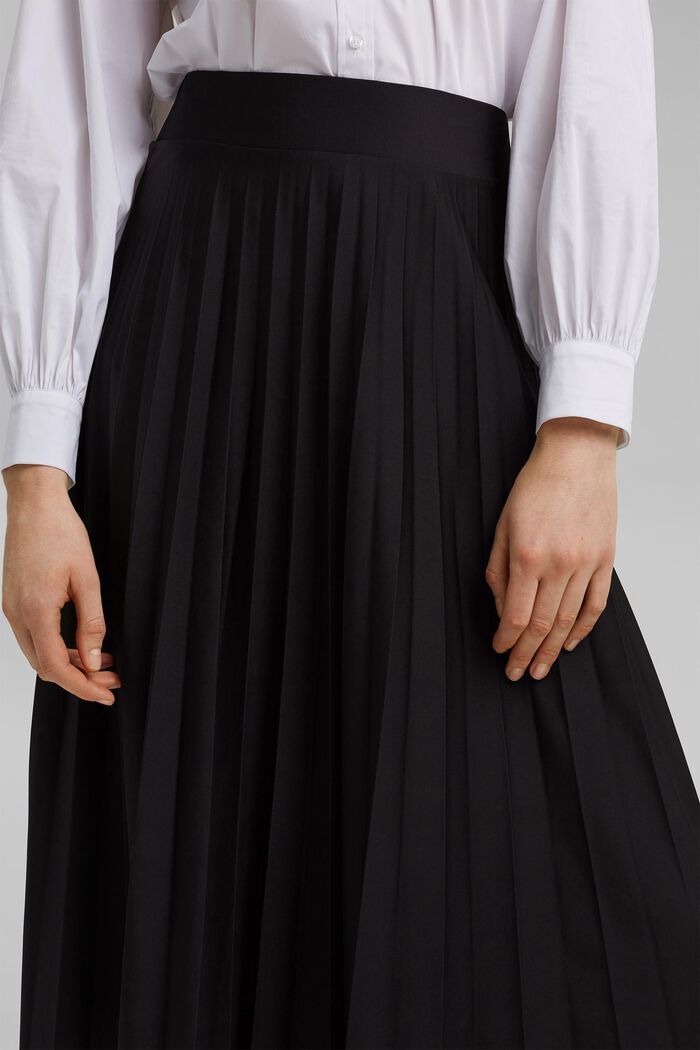 Genanvendte materialer: Plisseret nederdel med elastiklinning, BLACK, detail image number 2