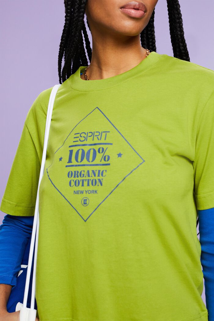 T-shirt i økologisk bomuld med print, LEAF GREEN, detail image number 3