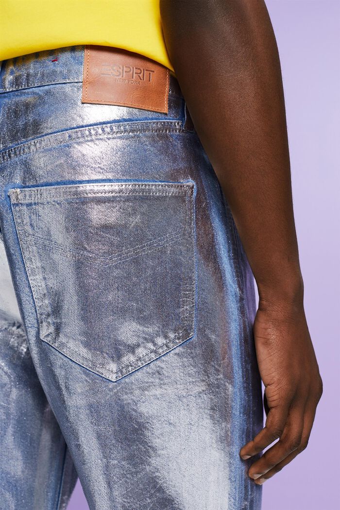 Lige metallic jeans med coating, GREY RINSE, detail image number 4