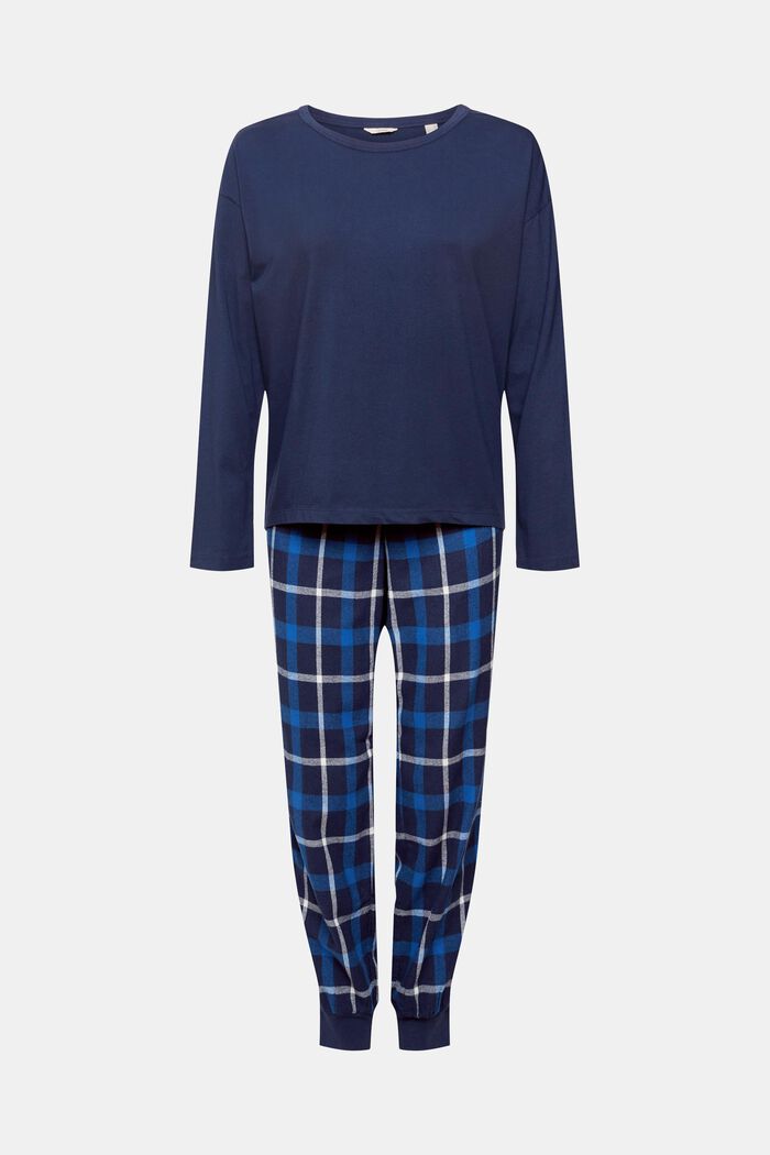 Pyjamassæt med ternede bukser i flonel, INK, detail image number 5