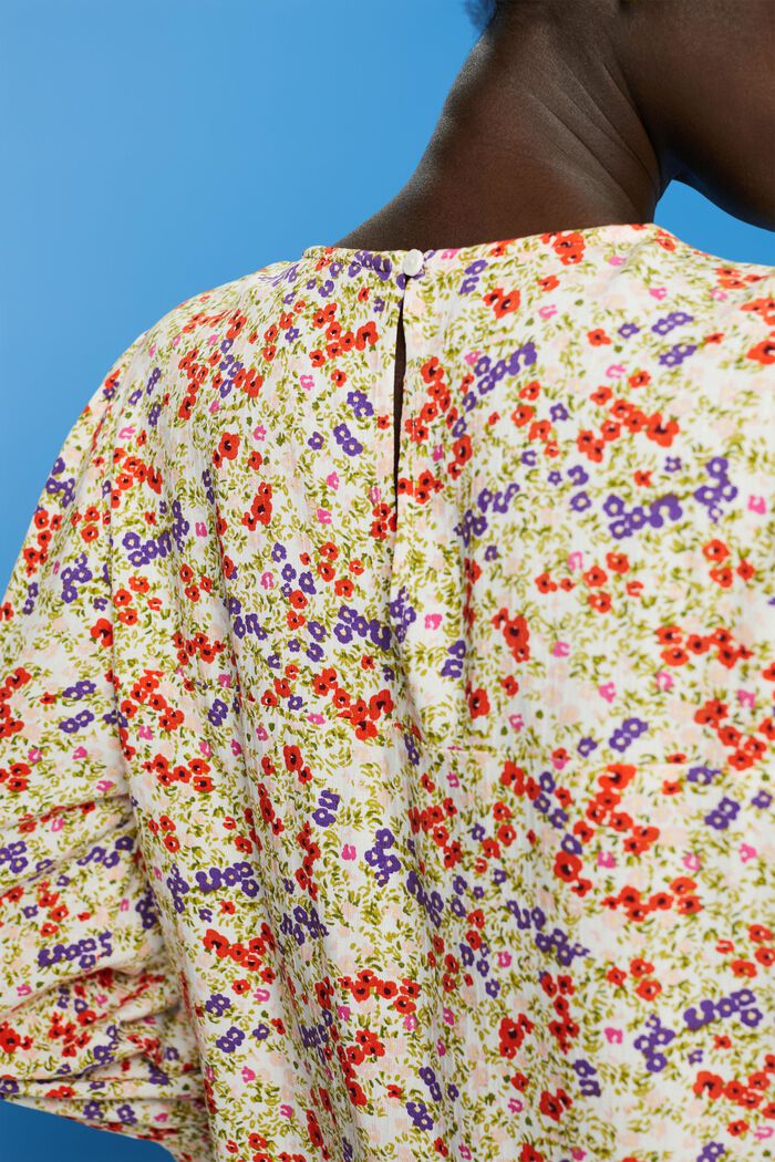 Blomstret bluse med 3/4-ærmer, OFF WHITE, detail image number 2