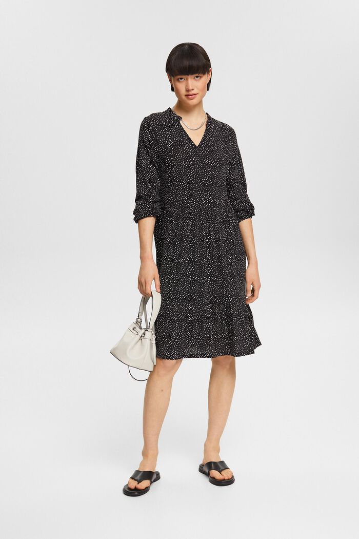 Mønstret kjole, LENZING™ECOVERO™, BLACK, detail image number 0