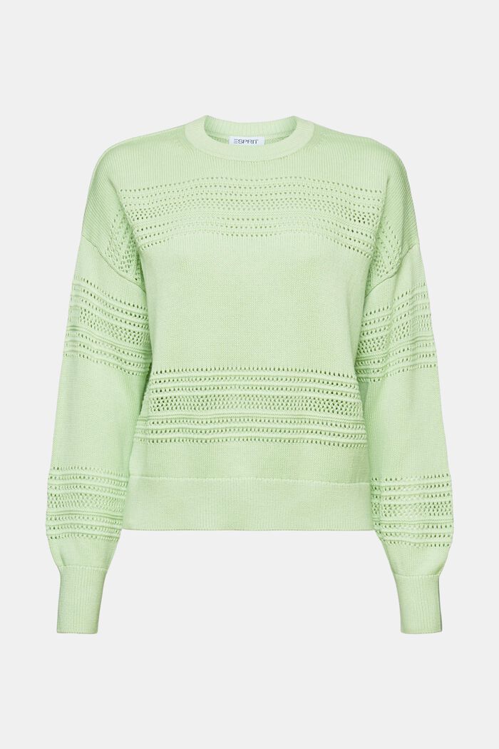 Sweater i åben strik med rund hals, LIGHT GREEN, detail image number 5