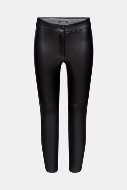 Bukser i kunstlæder med mellemhøj talje, BLACK, overview