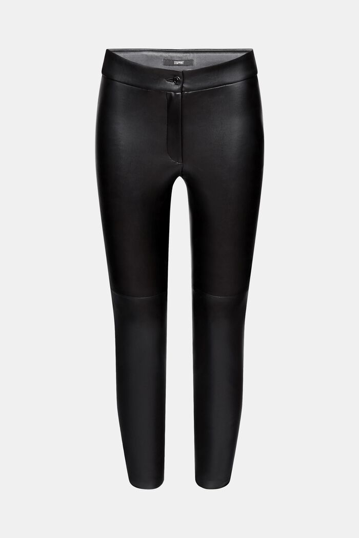 Bukser i kunstlæder med mellemhøj talje, BLACK, detail image number 7