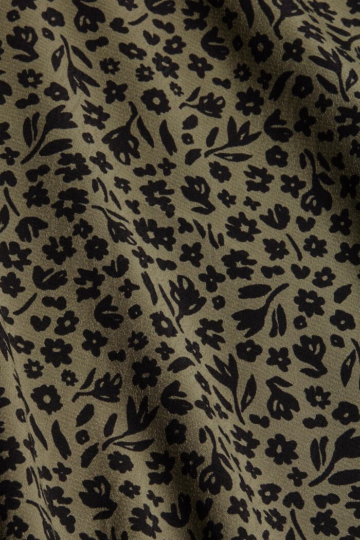 Blomstret bluse med volantdetaljer, LENZING™ ECOVERO™, DARK KHAKI, detail image number 4