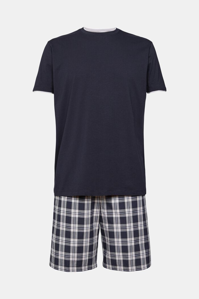 Pyjamas med ternede shorts, NAVY, detail image number 2