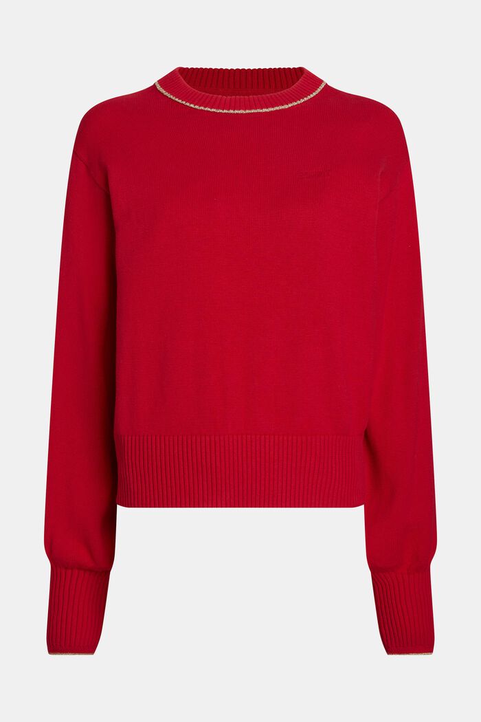 Pullover med pufærmer og kashmir, RED, detail image number 4