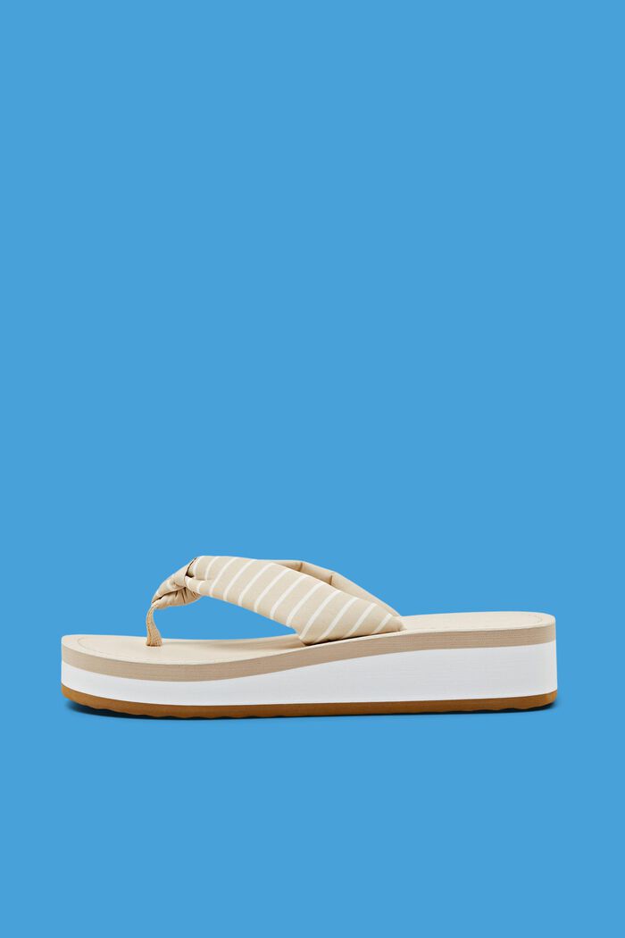 Flip flop-sandaler med kilehæl, LIGHT BEIGE, detail image number 0