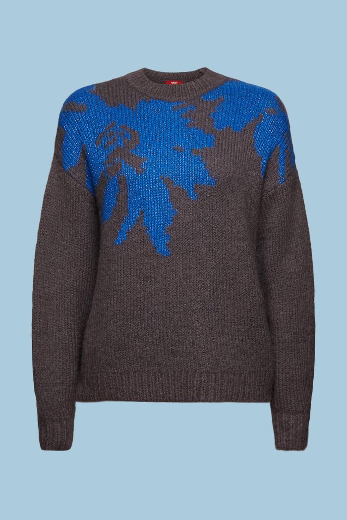 Sweater i metallic jacquard-strik, DARK GREY, detail image number 6