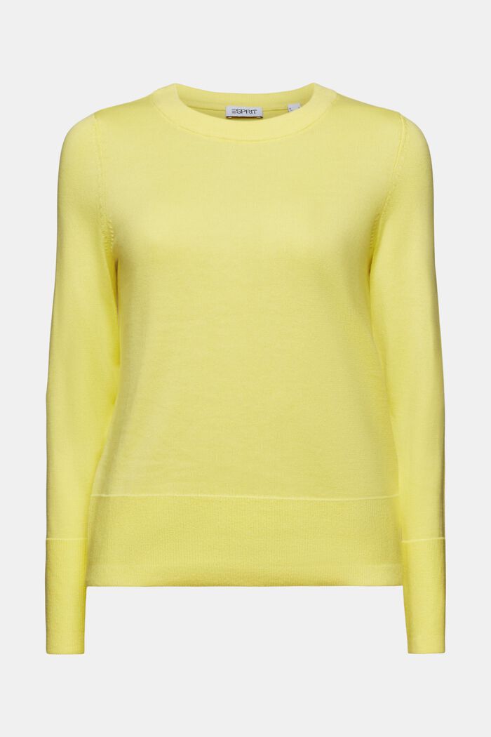 Sweater i bomuld med rund hals, PASTEL YELLOW, detail image number 6