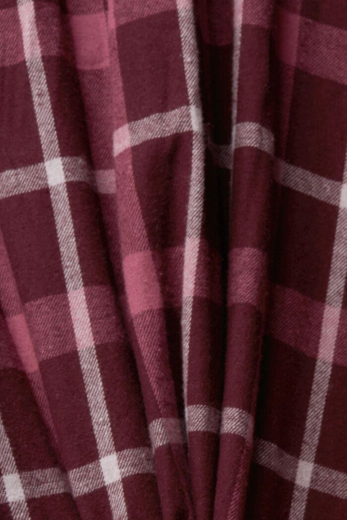 Ternet pyjamassæt i flonel, BORDEAUX RED, detail image number 4