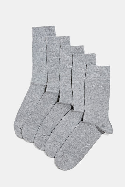 Pakke med 5 par sokker, økologisk bomuldsblanding, LIGHT GREY MELANGE, overview