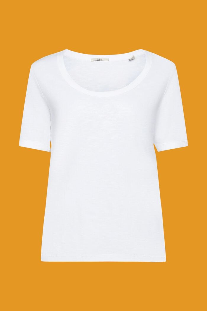 Bomulds-T-shirt med dyb rund udskæring, WHITE, detail image number 6