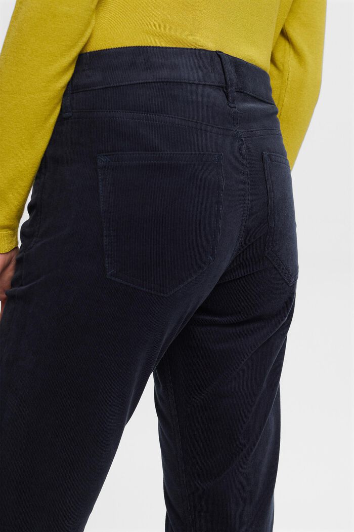 Slim fløjlsbukser med mellemhøj talje, NAVY, detail image number 2