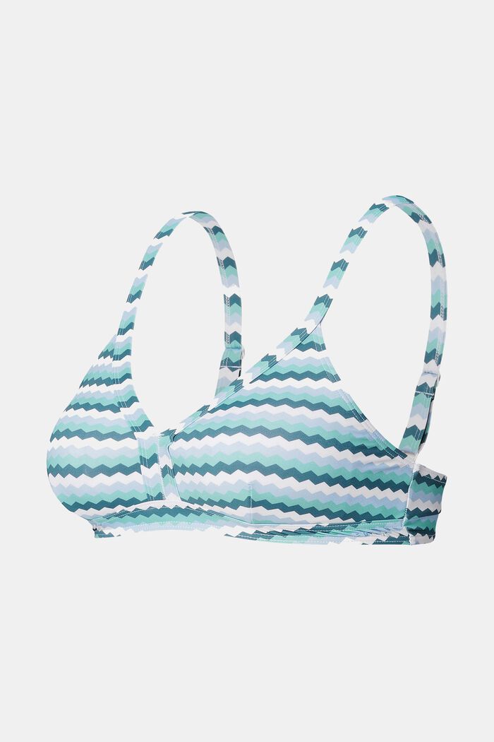 Vatteret bikinitop med zigzagprint, LIGHT BLUE, detail image number 0