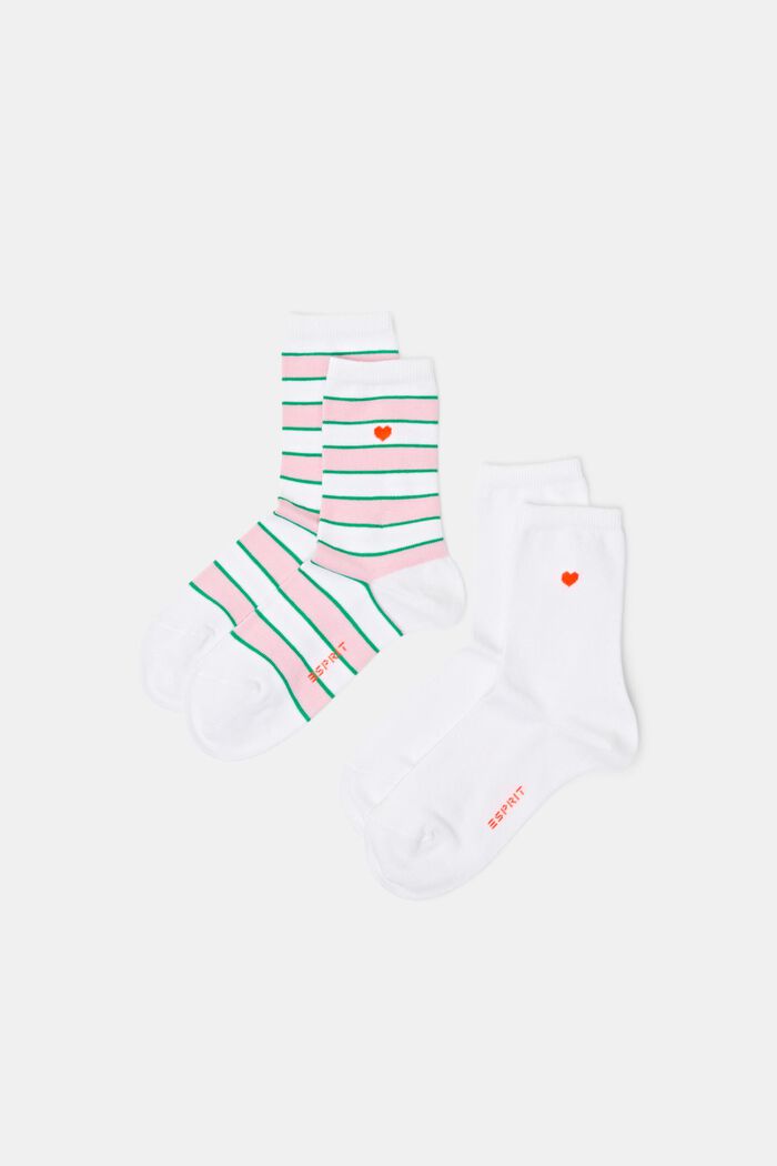 Pakke med 2 par stribede sokker, OFF WHITE, detail image number 0