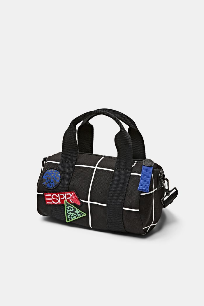Duffle-taske med logo og gittertryk, BLACK, detail image number 2