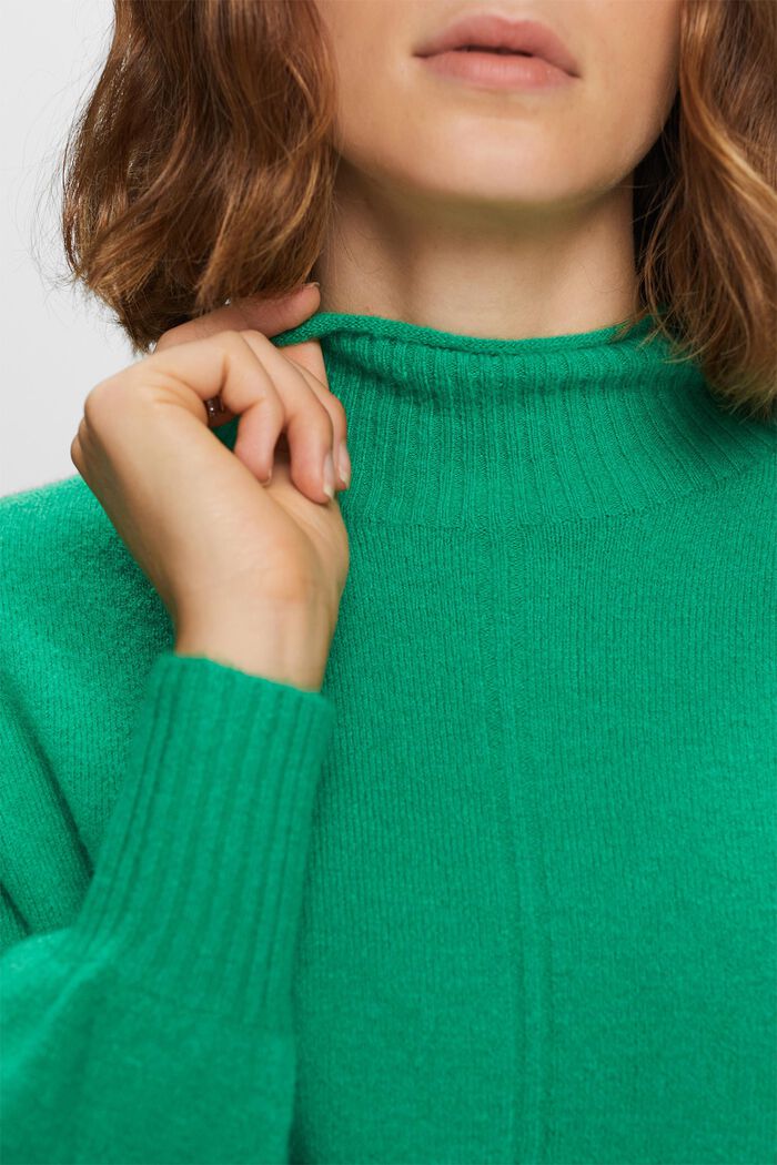Sweater med høj hals, GREEN, detail image number 1