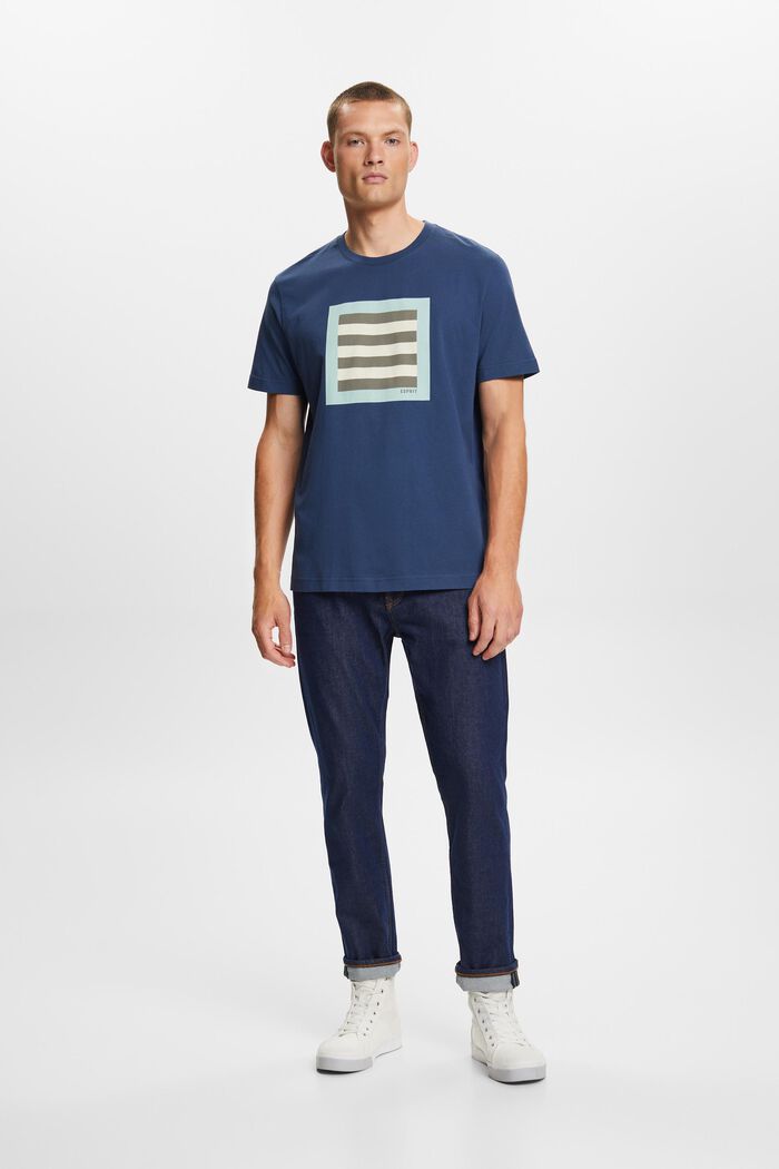 T-shirt i bomuldsjersey med print, GREY BLUE, detail image number 1