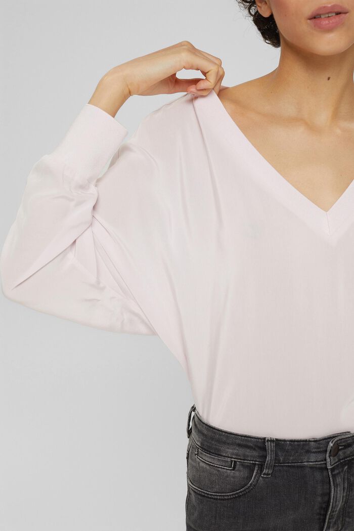Oversize-bluse med LENZING™ ECOVERO™, LIGHT PINK, detail image number 0