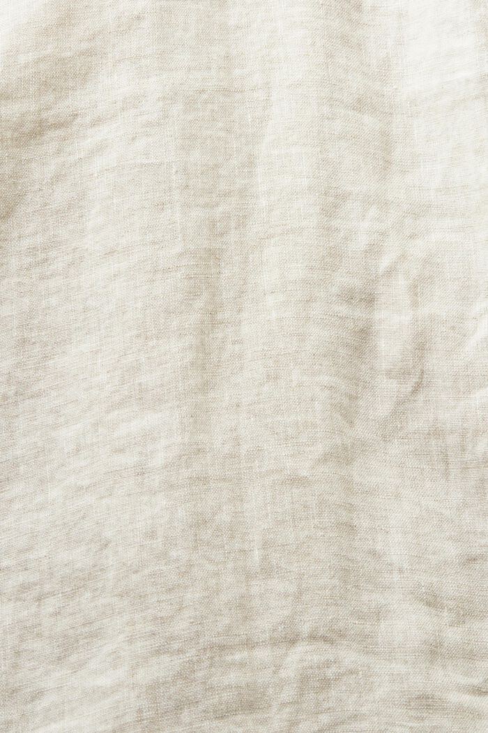 Midi-skjortekjole i hør med bælte, BEIGE, detail image number 5