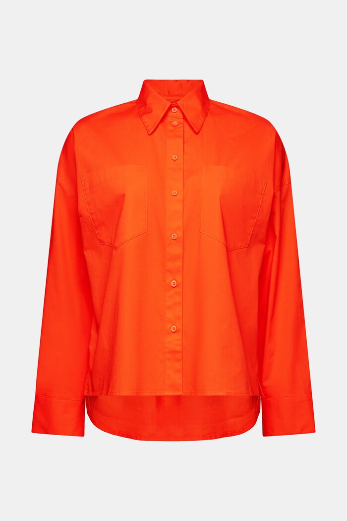 Button up-skjorte i bomuldspoplin, BRIGHT ORANGE, detail image number 5