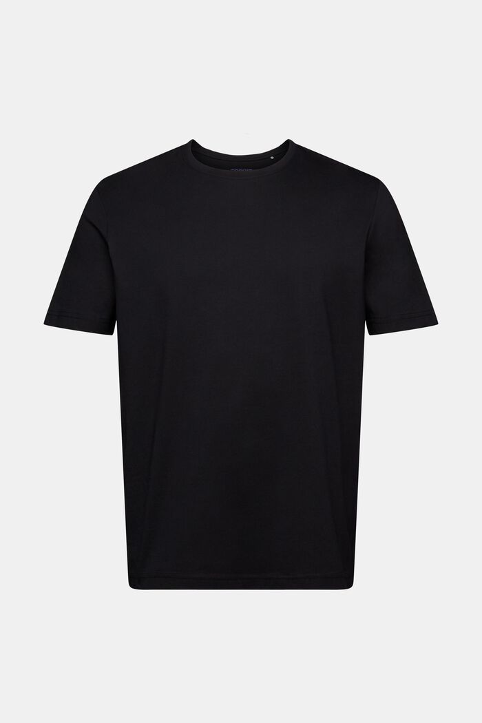 Jersey-T-shirt i pimabomuld med rund hals, BLACK, detail image number 5