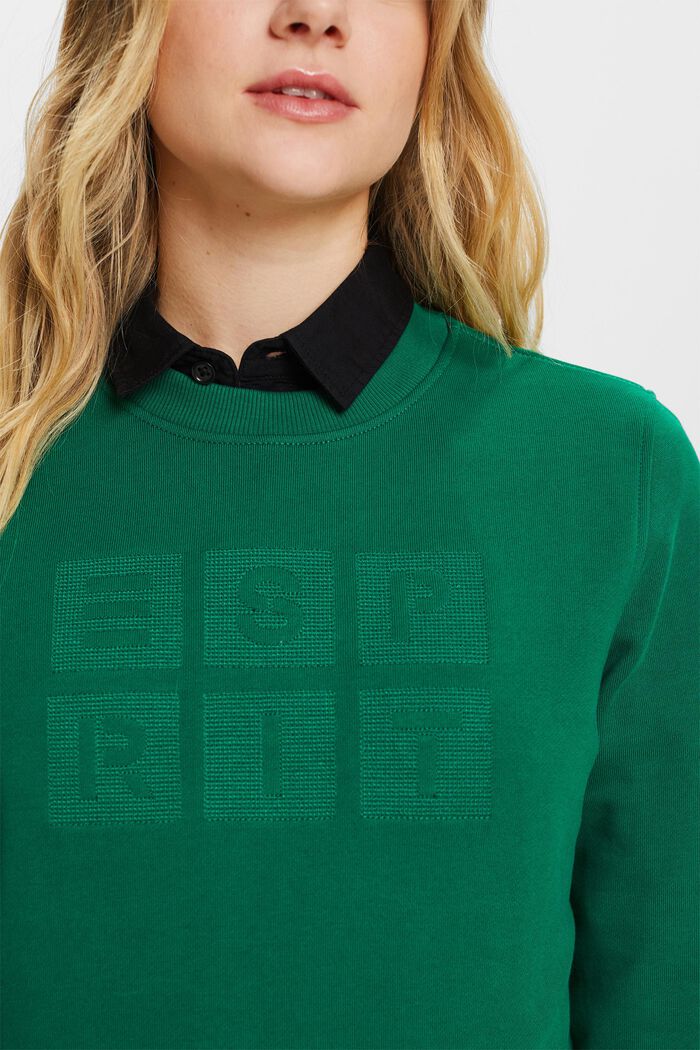Sweatshirt med broderet logo, økologisk bomuld, DARK GREEN, detail image number 2