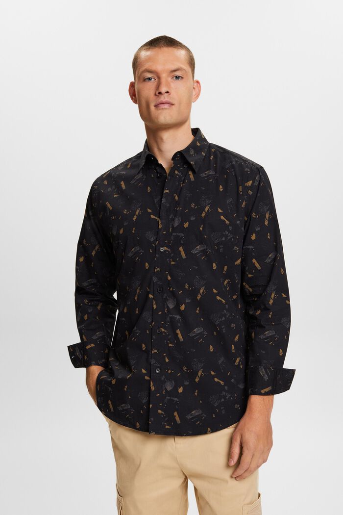 Mønstret bomuldsskjorte, BLACK, detail image number 2