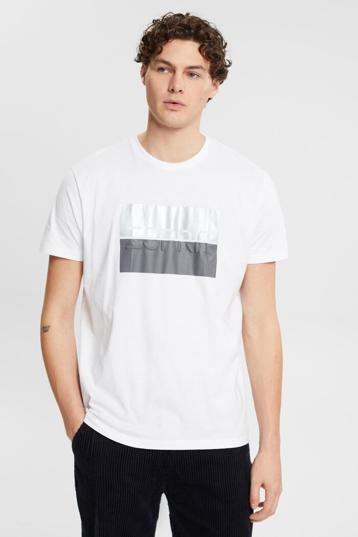 T-shirt med præget logo, WHITE, detail image number 0