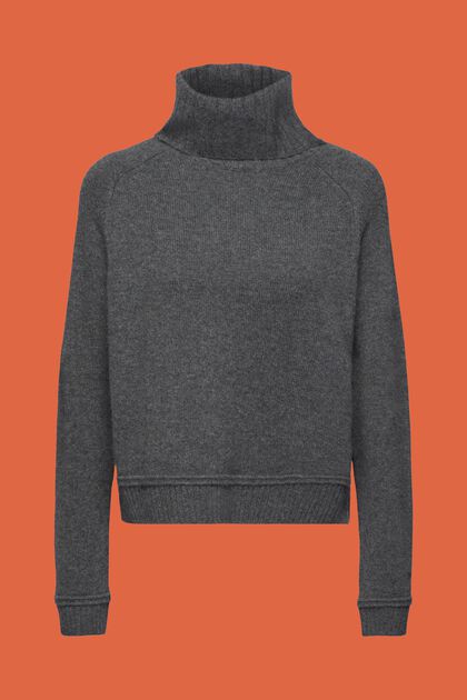 Rullekravesweater i kashmir, ANTHRACITE, overview