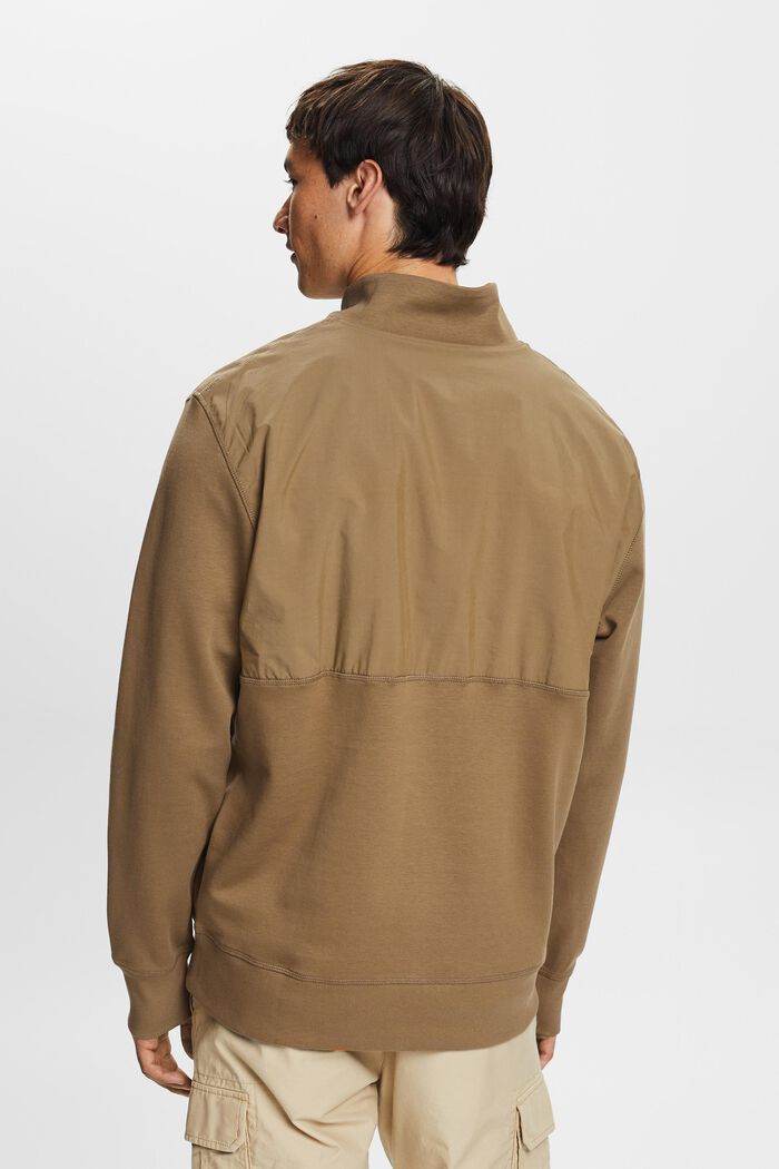 Sweatshirt i materialemiks med halv lynlås, BARK, detail image number 3