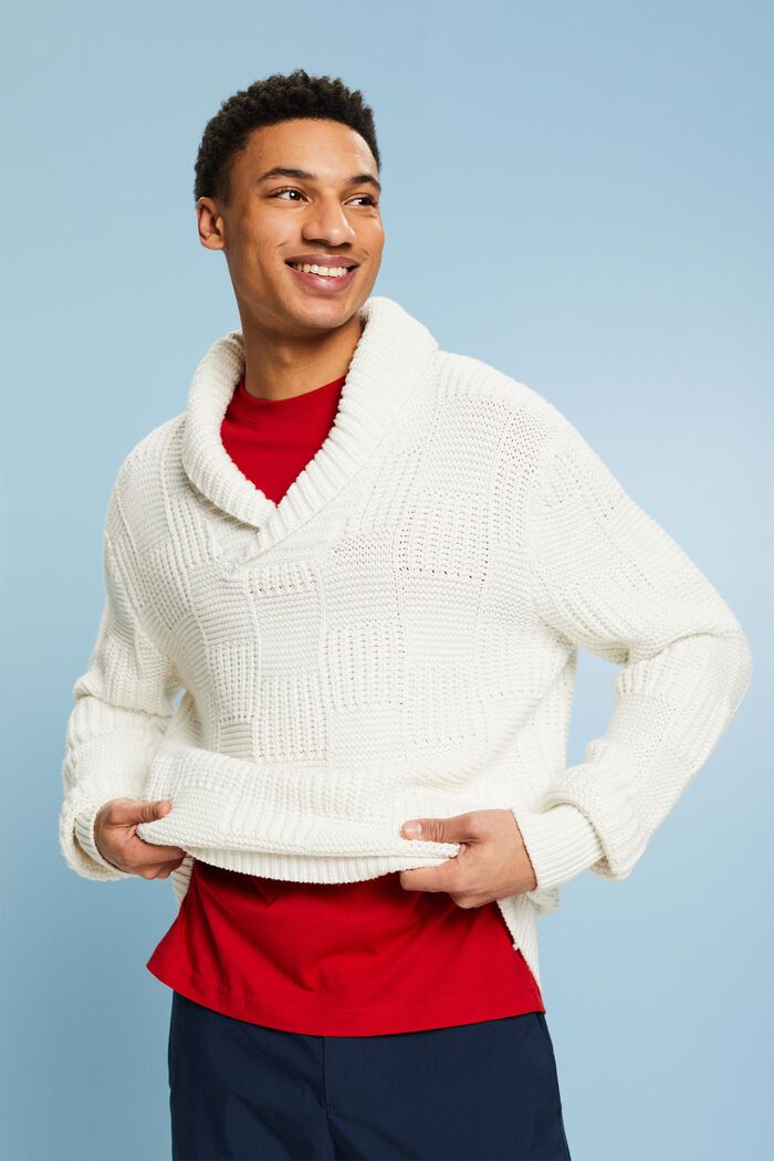 Sweater i chunky strik med sjalskrave, ICE, detail image number 4