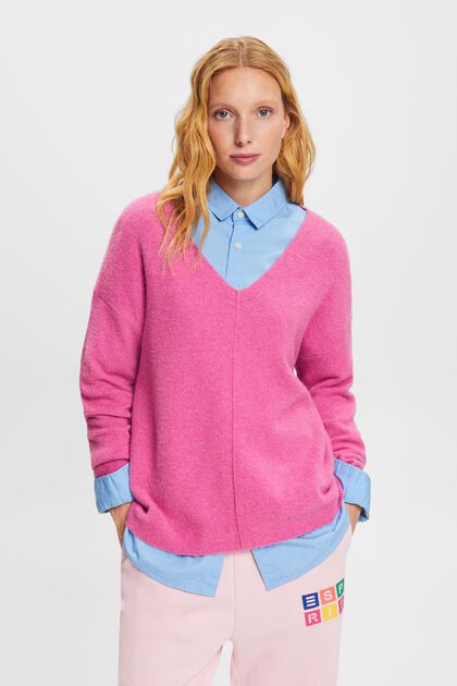Sweater i uldmiks med V-hals