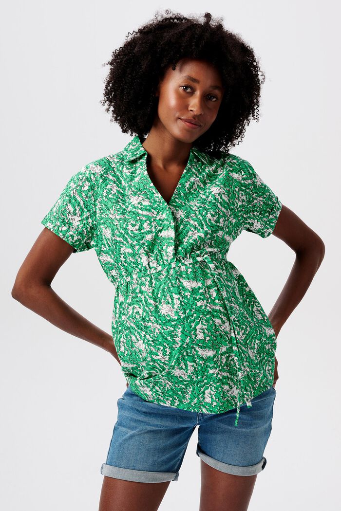 MATERINITY Bluse med print, BRIGHT GREEN, detail image number 0
