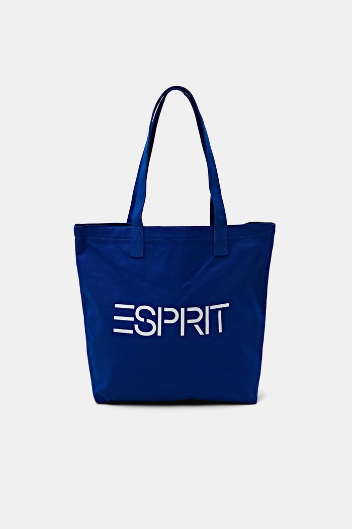 Shoppingtaske i canvas med logo, BRIGHT BLUE, detail image number 0