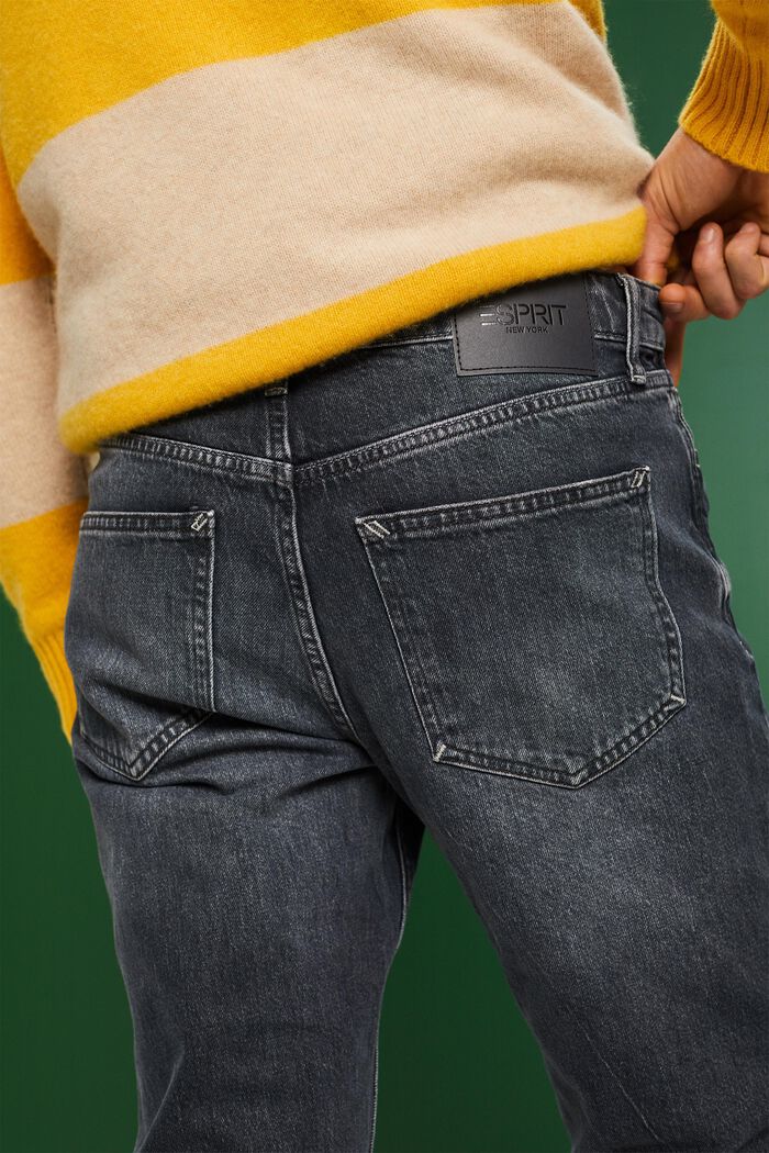 Lige retro-jeans med mellemhøj talje, BLACK MEDIUM WASHED, detail image number 3