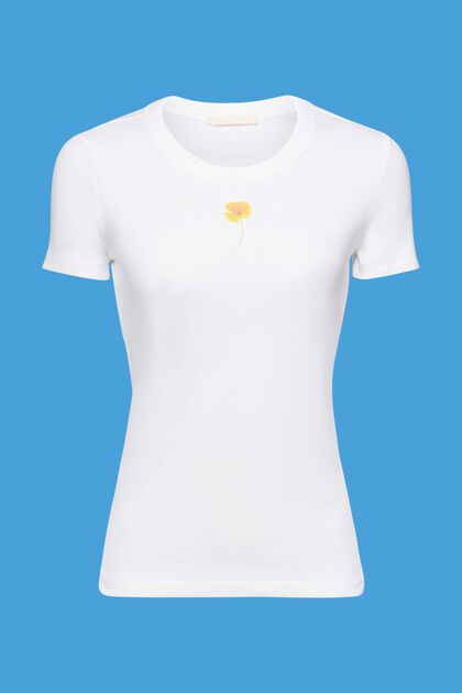 T-shirt med blomsterprint på brystet