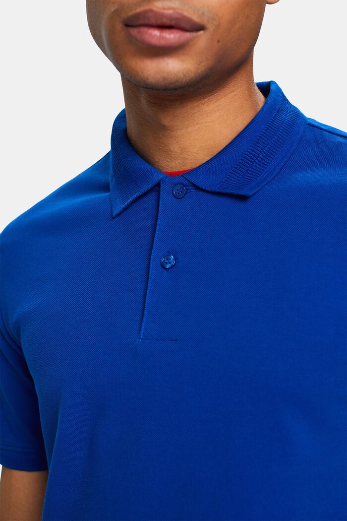 Poloskjorte i pimabomuldspique, BRIGHT BLUE, detail image number 3