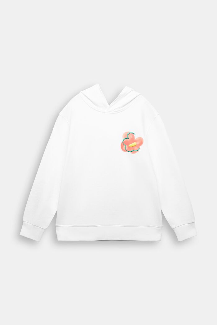 Sweatshirt i bomuld med hætte og logo, WHITE, detail image number 2