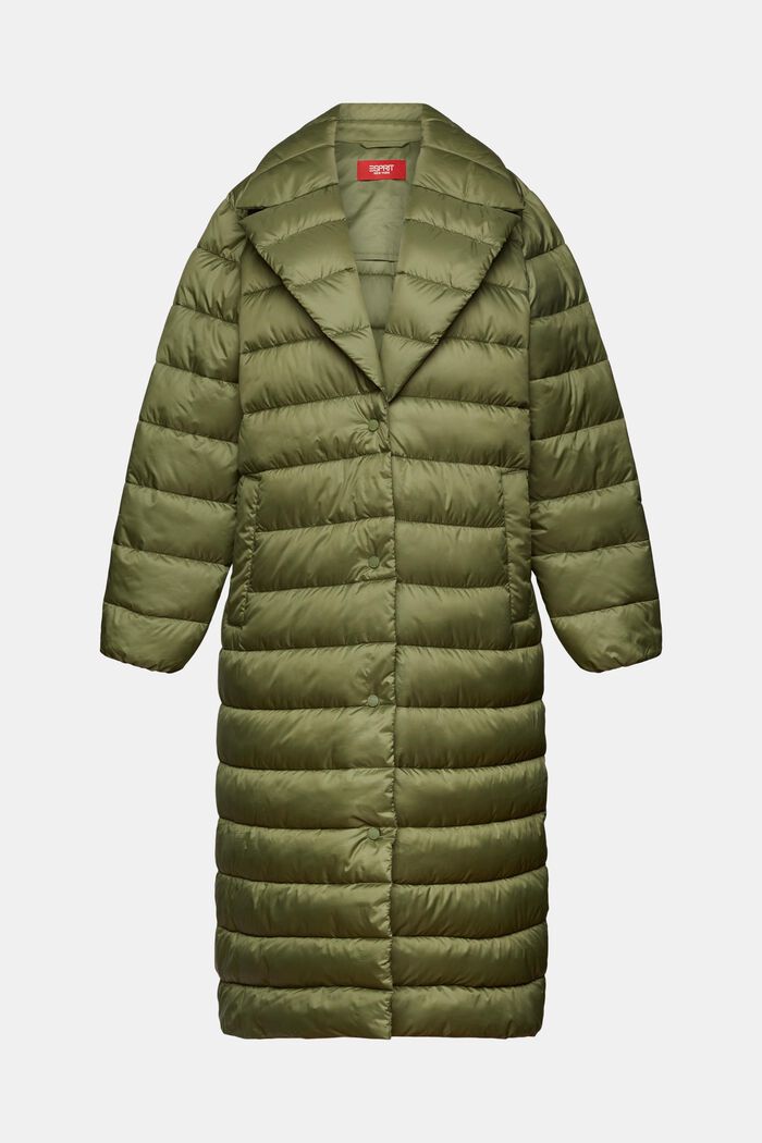Genanvendt: Quiltet frakke med revers, LIGHT KHAKI, detail image number 6
