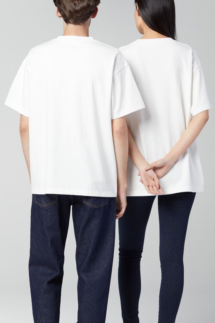 Unisex-T-shirt i jersey med logoprint, WHITE, detail image number 1